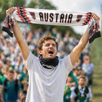 Personalized Austria National Football Soccer Scarf Argyle Diamond Pattern with Eagle Watercolor Paint Splash Graphic Art
