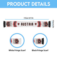 Personalized Austria National Football Soccer Scarf Argyle Diamond Pattern with Eagle Watercolor Paint Splash Graphic Art