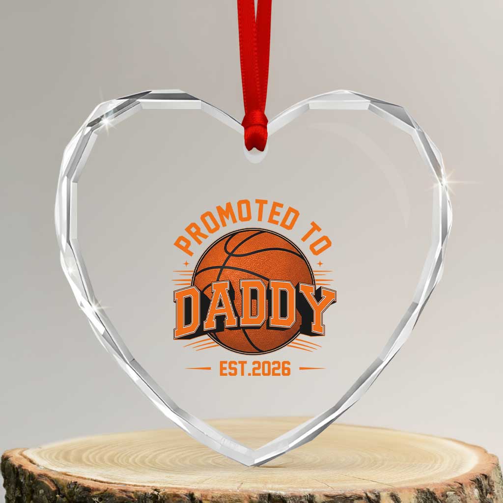 Personalized Basketball Daddy Heart Crystal Glass Ornament Custom Number First Time Dad Pregnancy Announcement