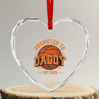 Personalized Basketball Daddy Heart Crystal Glass Ornament Custom Number First Time Dad Pregnancy Announcement
