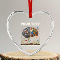 Personalized Brain Tumor Warrior Heart Crystal Glass Ornament Custom Name Gray Ribbon Brain Cancer Awareness