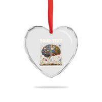 Personalized Brain Tumor Warrior Heart Crystal Glass Ornament Custom Name Gray Ribbon Brain Cancer Awareness