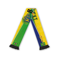 Personalized Brasil Rumo ao Hexa 26 Soccer Scarf World Trophy Gold Tropical Plants Carnival Style