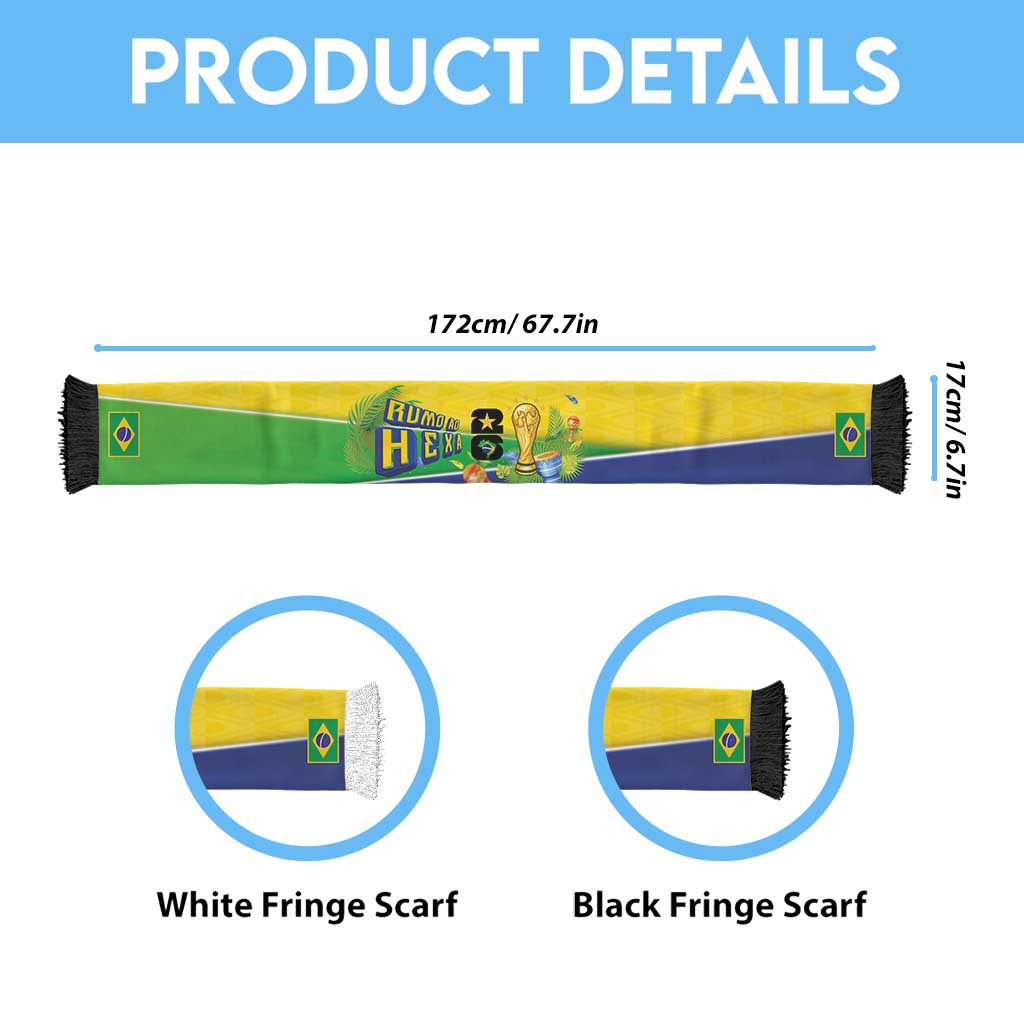 Personalized Brasil Rumo ao Hexa 26 Soccer Scarf World Trophy Gold Tropical Plants Carnival Style