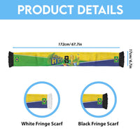 Personalized Brasil Rumo ao Hexa 26 Soccer Scarf World Trophy Gold Tropical Plants Carnival Style