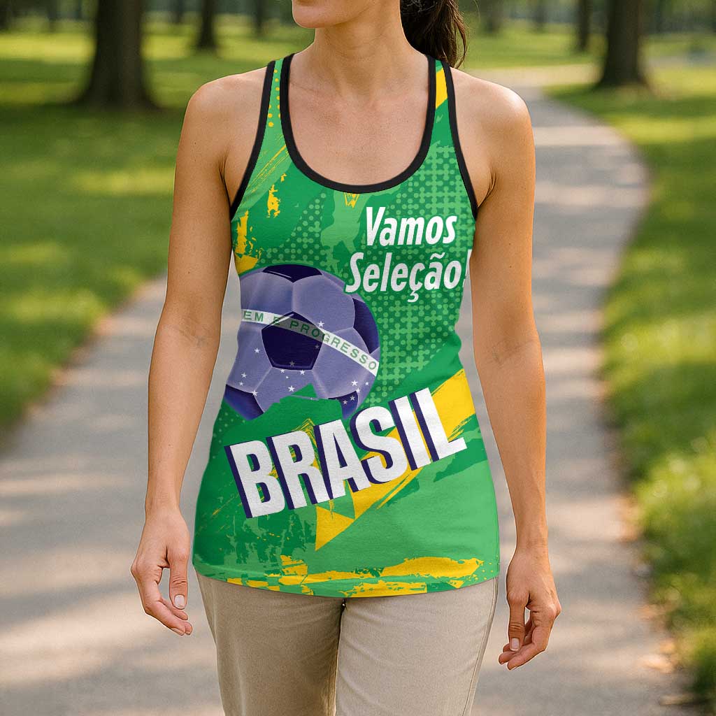 Personalized Brazil Football Hollow Tank Top Vamos Selecao Brushes Style