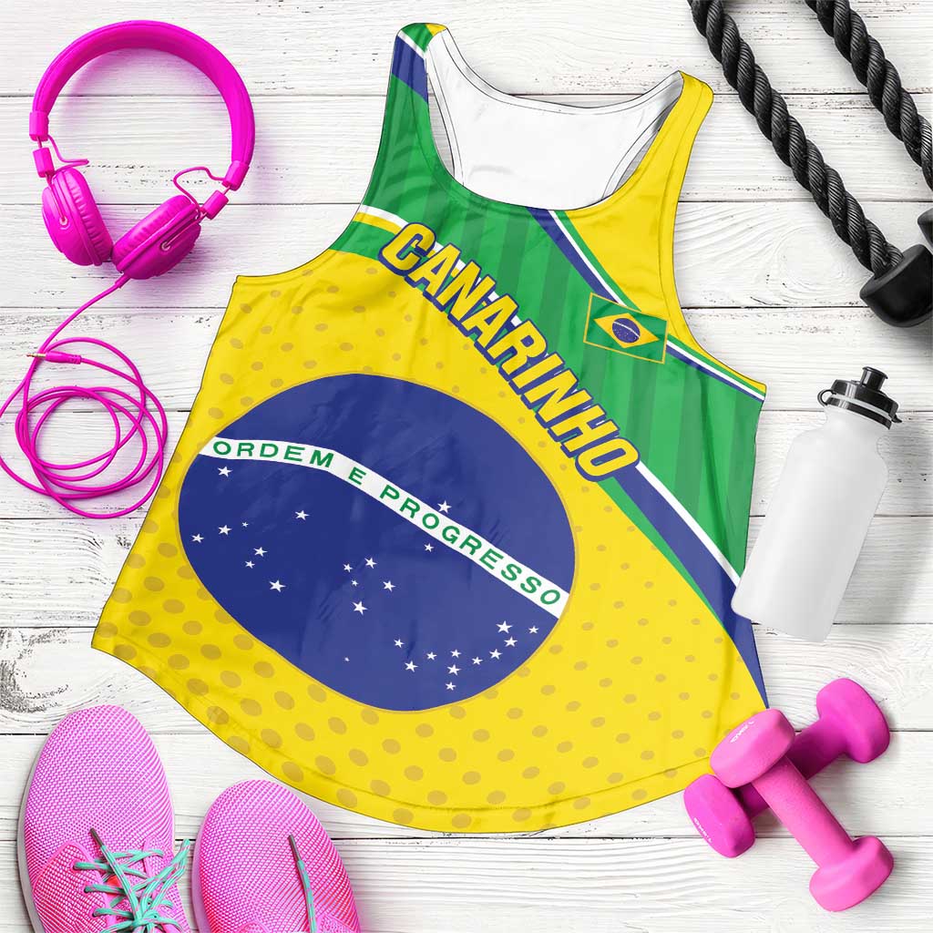 Personalized Brazil Football Women Racerback Tank Vamos Canarinho