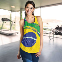 Personalized Brazil Football Women Racerback Tank Vamos Canarinho