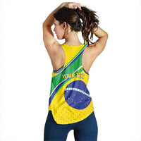 Personalized Brazil Football Women Racerback Tank Vamos Canarinho