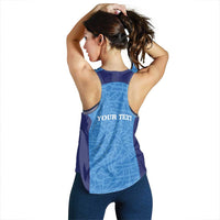 Personalized Brazil Football Women Racerback Tank Vamos Selecao - Blue
