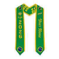 Personalized Brazil Graduation Stole Golden Trumpet Flower