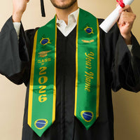 Personalized Brazil Graduation Stole Golden Trumpet Flower