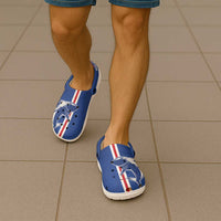Personalized Cape Verde Football Clogs Shoes Go Champions Blue Sharks - Wonder Print Shop