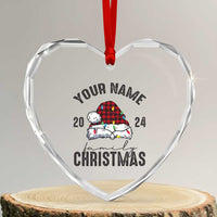 Personalized Christmas Family Heart Crystal Glass Ornament Custom Name Family Christmas 2024 Santa Hat - Wonder Print Shop