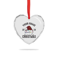 Personalized Christmas Family Heart Crystal Glass Ornament Custom Name Family Christmas 2024 Santa Hat - Wonder Print Shop