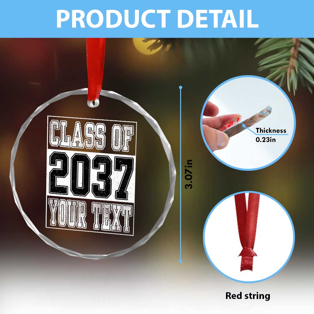 Personalized Class of 2037 Crystal Glass Ornament Custom Name Grow With Me To Graduation - Wonder Print Shop