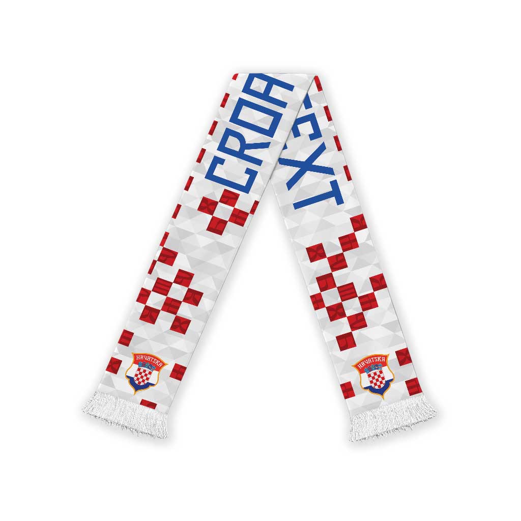 Personalized Croatia National Football Soccer Scarf Red Checkerboard Glagolitic Script Geometric Pattern Art