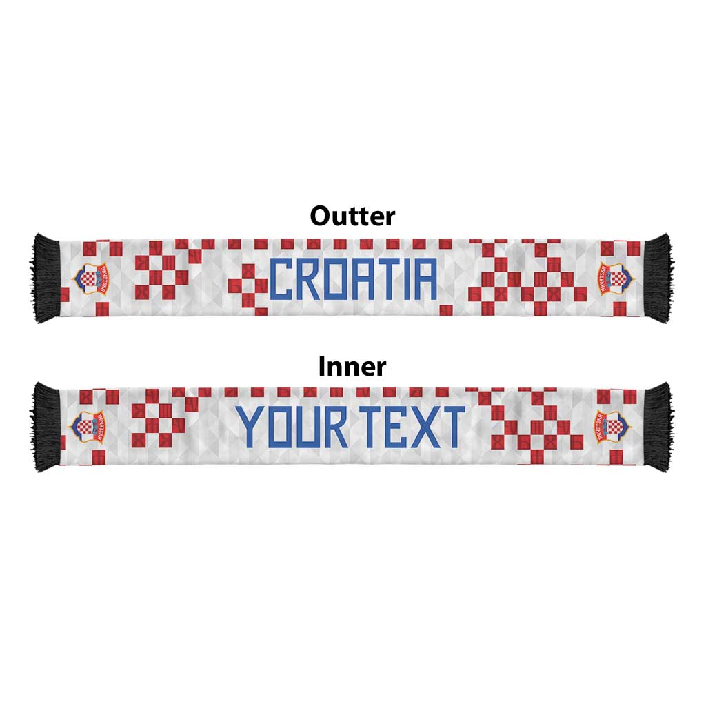 Personalized Croatia National Football Soccer Scarf Red Checkerboard Glagolitic Script Geometric Pattern Art