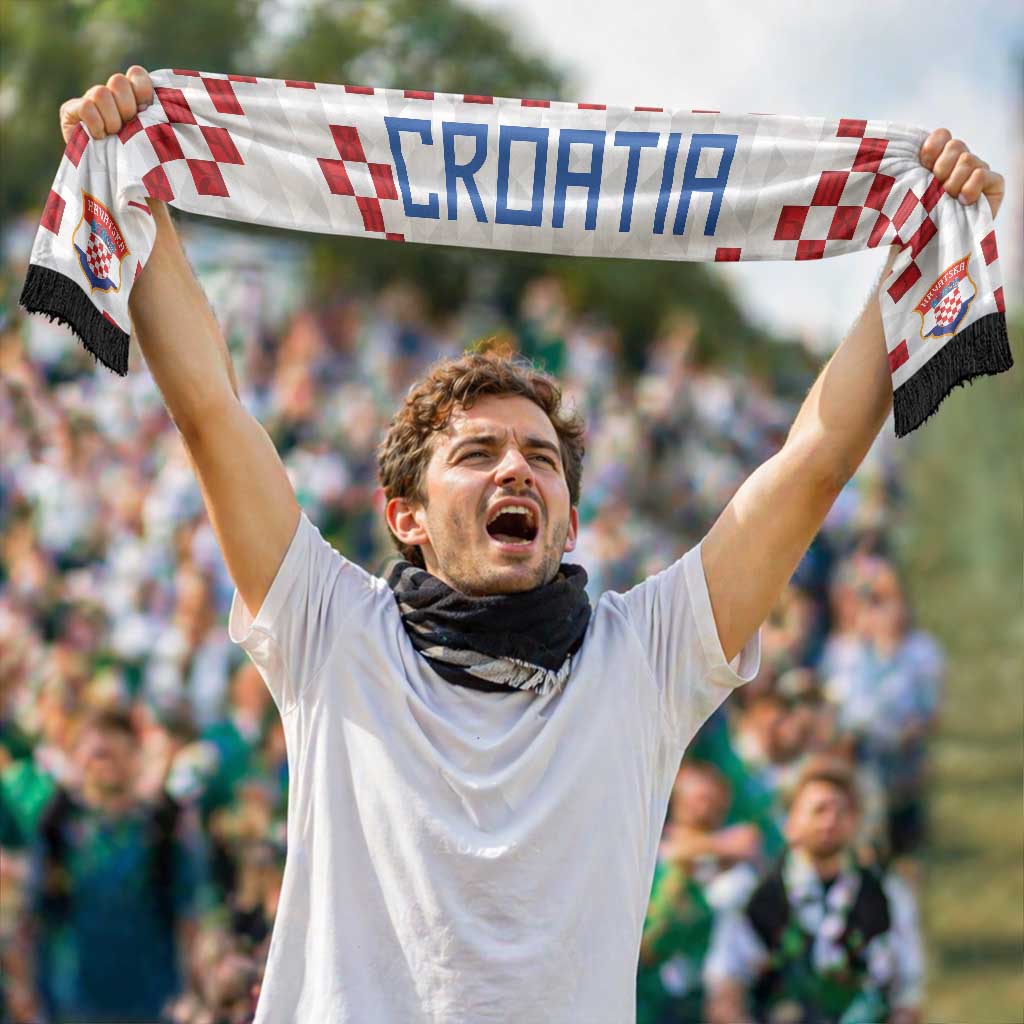 Personalized Croatia National Football Soccer Scarf Red Checkerboard Glagolitic Script Geometric Pattern Art
