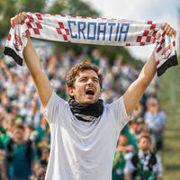 Personalized Croatia National Football Soccer Scarf Red Checkerboard Glagolitic Script Geometric Pattern Art