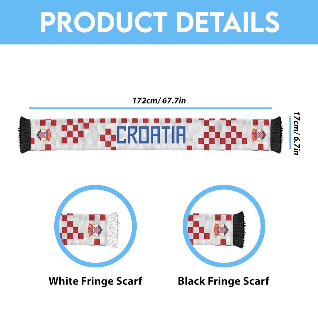 Personalized Croatia National Football Soccer Scarf Red Checkerboard Glagolitic Script Geometric Pattern Art