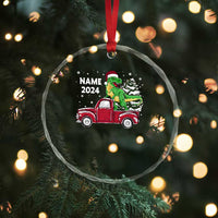 Personalized Dinosaur Xmas Crystal Glass Ornament Custom Name Merry Rexmas Xmas Pet Dino Trex Red Truck Family TS10