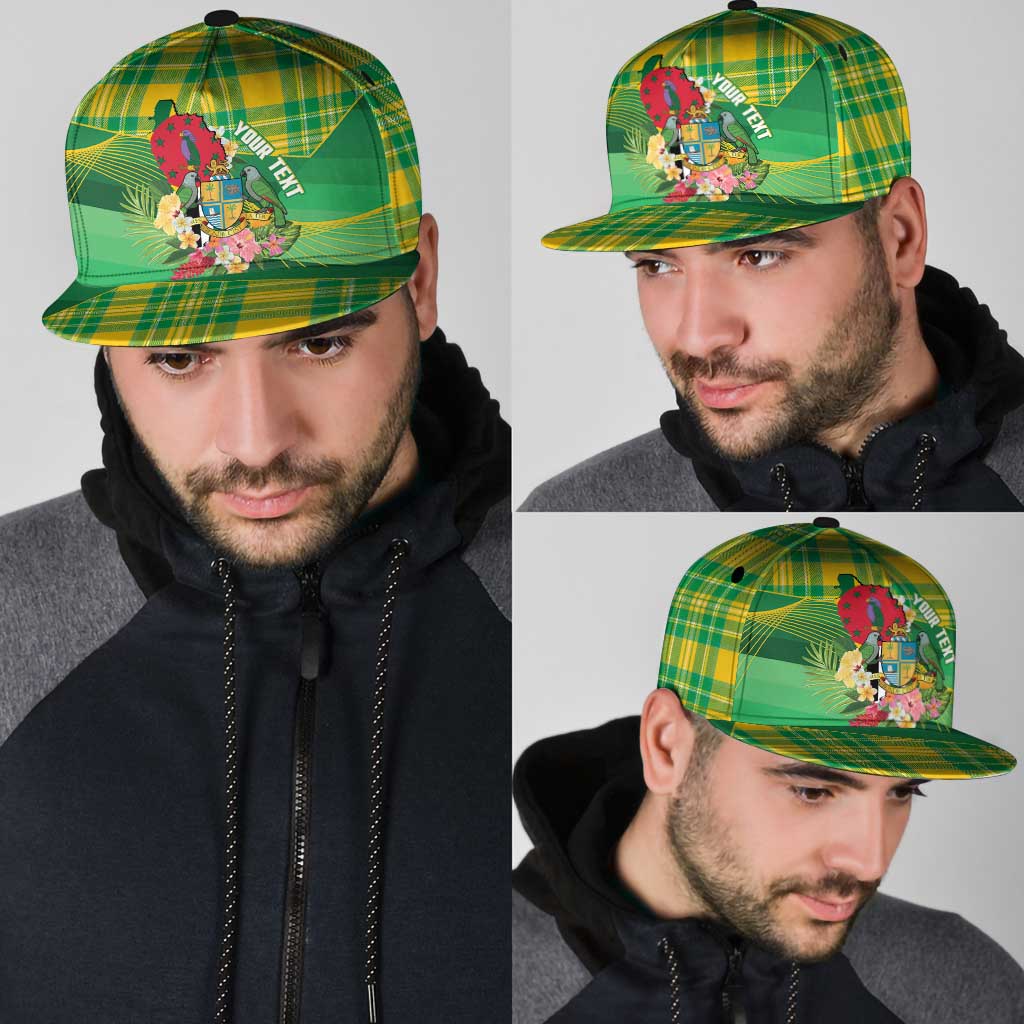 Personalized Dominica Independence Day Snapback Cap Map With Coat Of Arms Madras Pattern - Wonder Print Shop