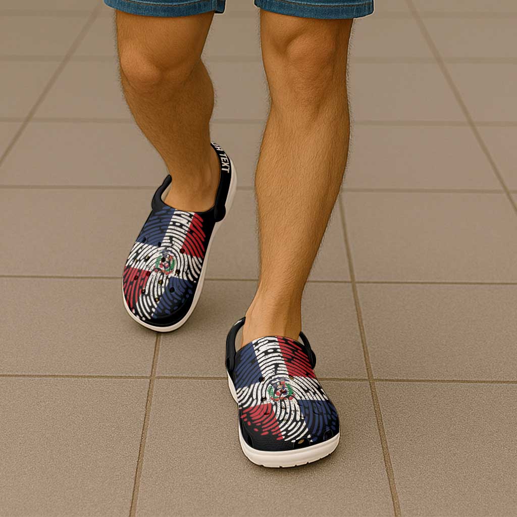 Personalized Dominican Republic Clogs Shoes DNA Flag Dominican Fingerprint Art