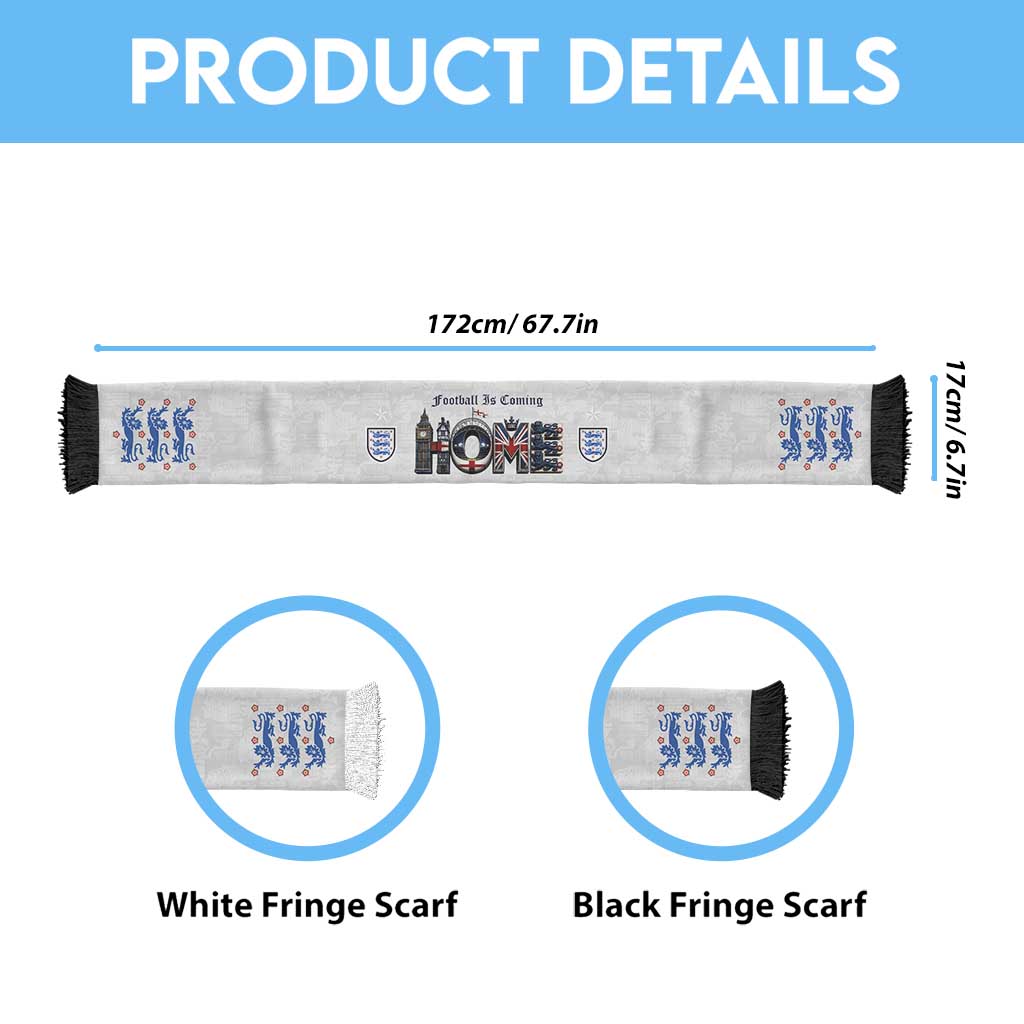 Personalized England National Football Soccer Scarf Football is Coming Home Typography Sporty Style
