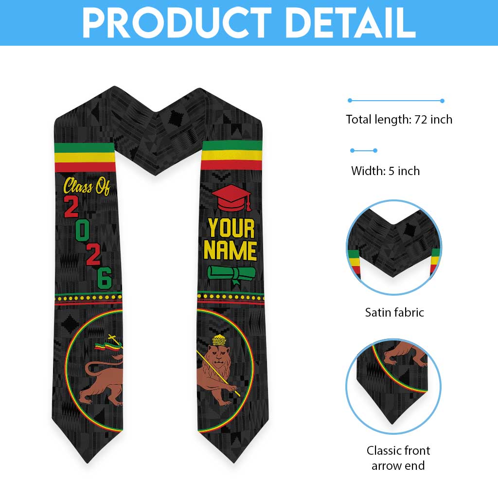 Personalized Ethiopia 1897-1974 Graduation Stole With Coat Of Arms