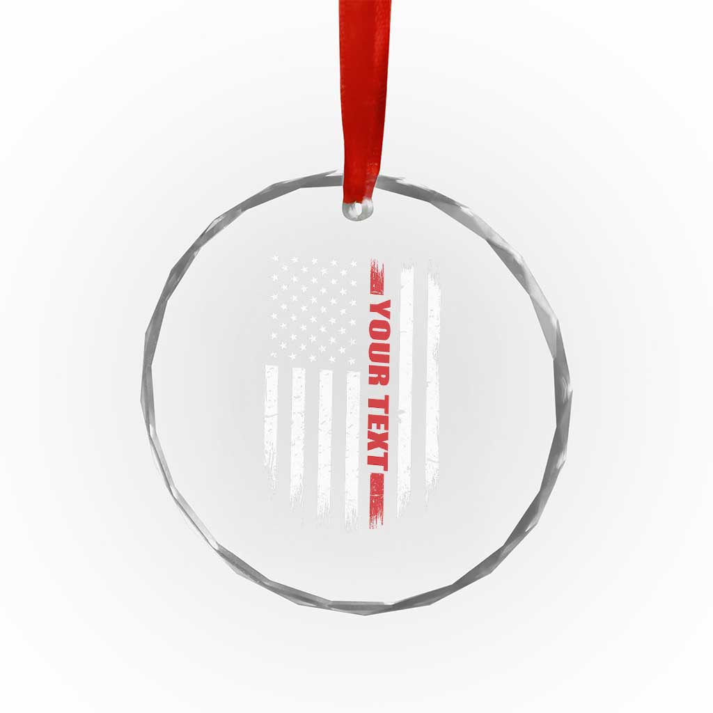 Personalized Firefighter Crystal Glass Ornament Custom Text Name Vintage American Flag Patriot Fireman Gift