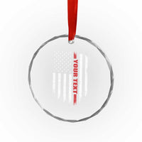 Personalized Firefighter Crystal Glass Ornament Custom Text Name Vintage American Flag Patriot Fireman Gift