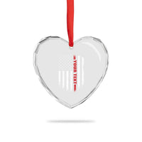 Personalized Firefighter Heart Crystal Glass Ornament Custom Text Name Vintage American Flag Patriot Fireman Gift