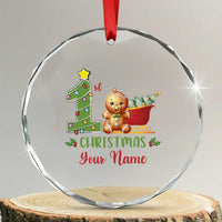 Personalized First Xmas Crystal Glass Ornament Custom Name Baby Gingerbread My 1st Xmas TS09