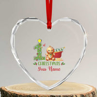 Personalized First Xmas Heart Crystal Glass Ornament Custom Name Baby Gingerbread My 1st Xmas - Wonder Print Shop