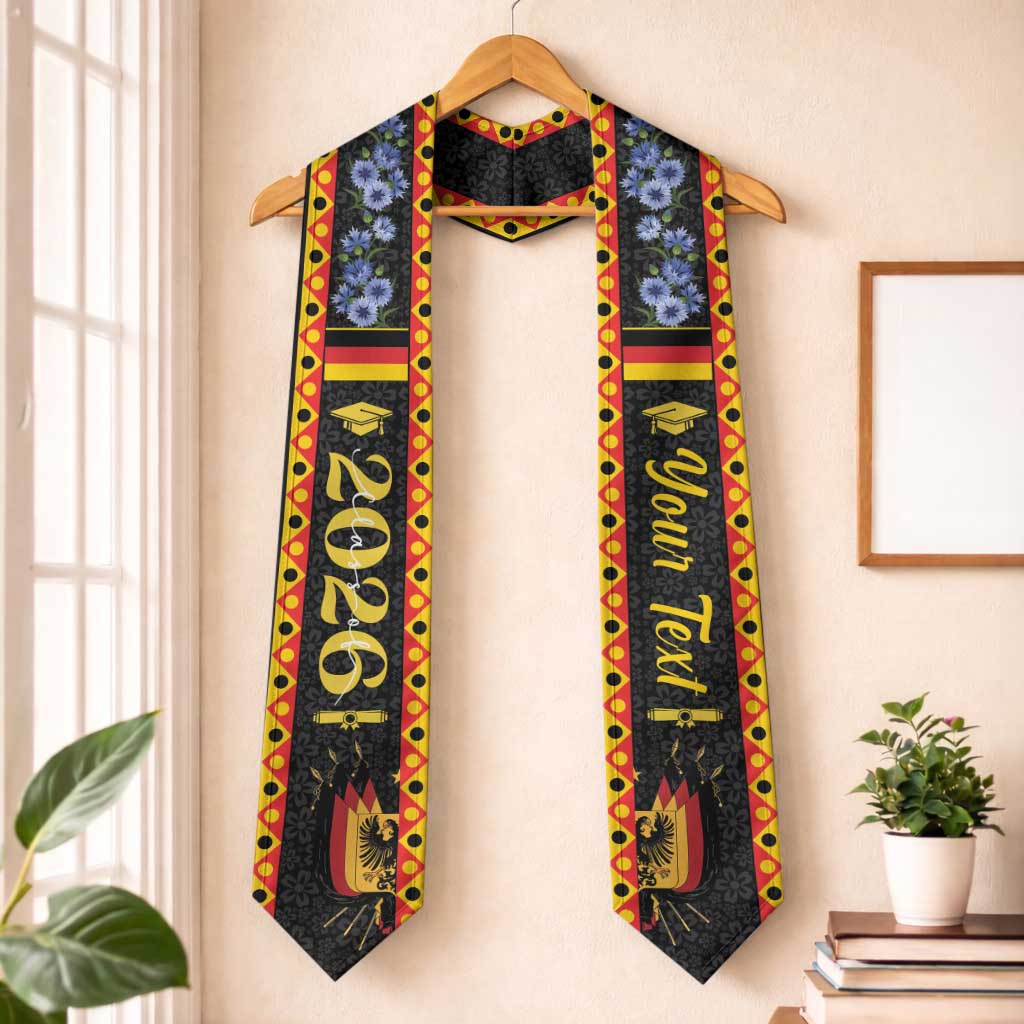 Personalized Germany Graduation Stole Coat of Arms with Cornflower