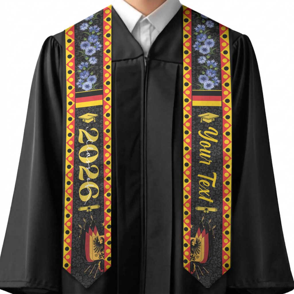 Personalized Germany Graduation Stole Coat of Arms with Cornflower