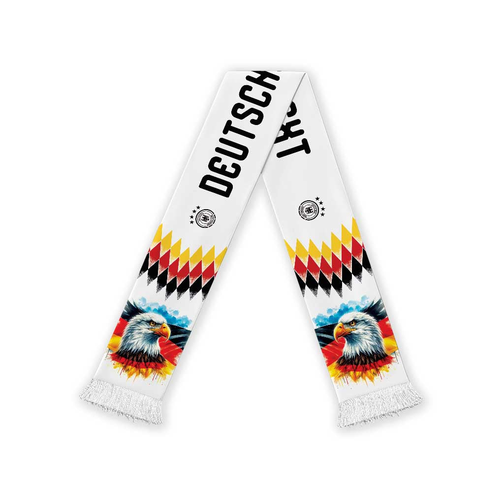 Personalized Germany National Football Soccer Scarf Deutschland Eagle Argyle Heritage Watercolor Art