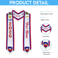 Personalized Haiti Graduation Stole Ayiti Coat of Arms Veve Pattern