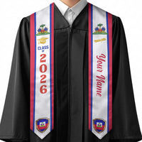 Personalized Haiti Graduation Stole Ayiti Coat of Arms Veve Pattern