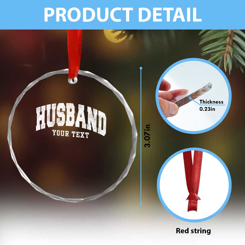 Personalized Husband Crystal Glass Ornament Custom Text Name Hubby Marriage Anniversary Couple Gift