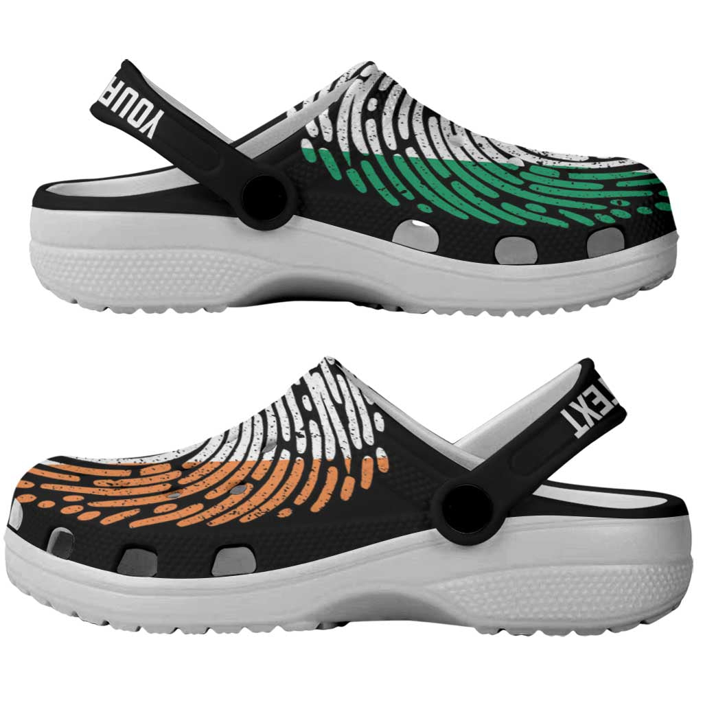 Personalized Ireland Clogs Shoes DNA Flag Irish Fingerprint Art