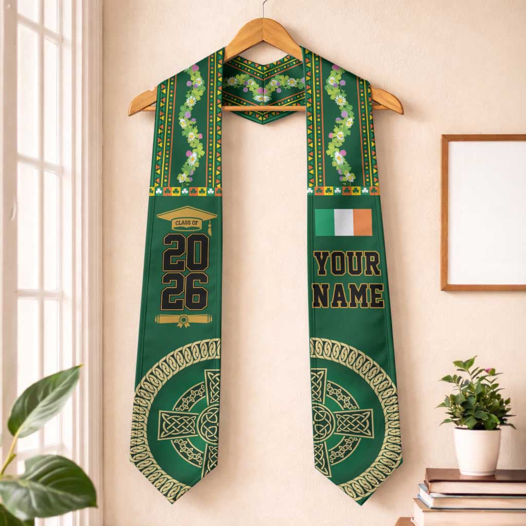 Personalized Ireland Graduation Stole Irish Celtic Knot Shamrock Design