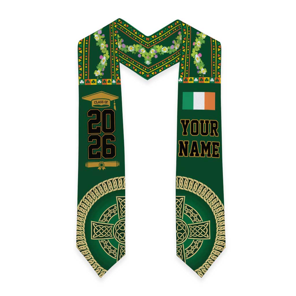Personalized Ireland Graduation Stole Irish Celtic Knot Shamrock Design