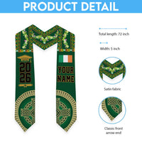 Personalized Ireland Graduation Stole Irish Celtic Knot Shamrock Design