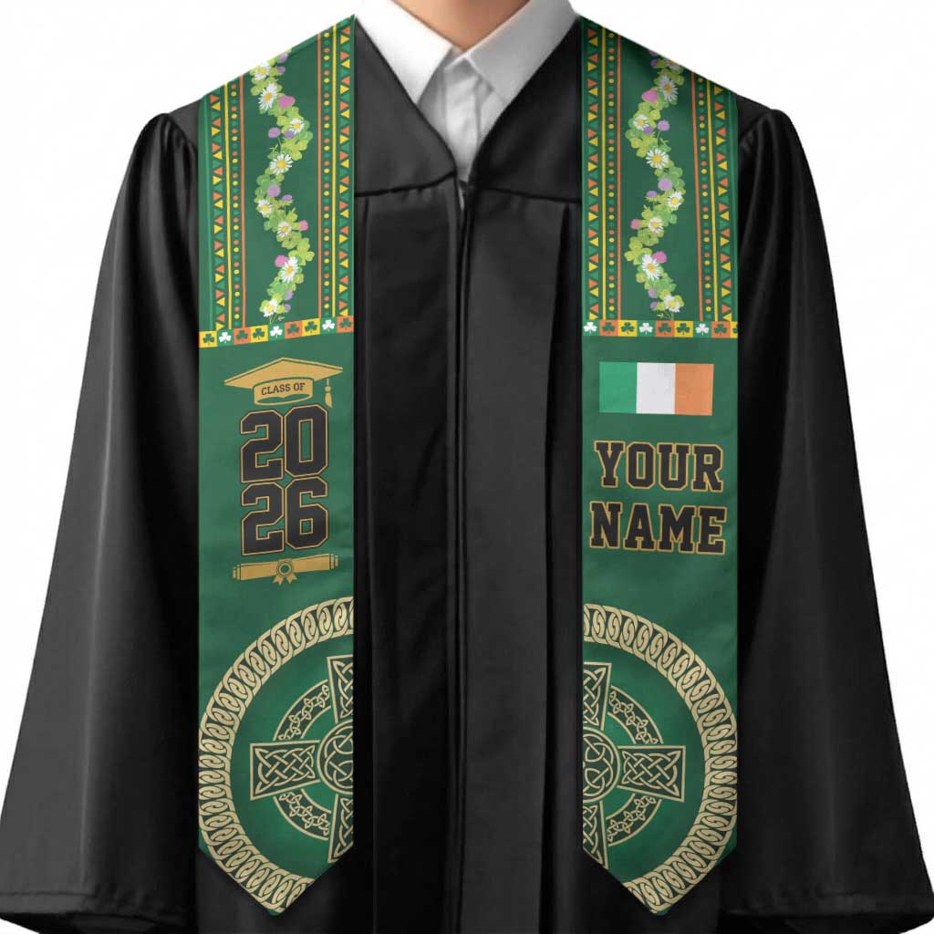 Personalized Ireland Graduation Stole Irish Celtic Knot Shamrock Design