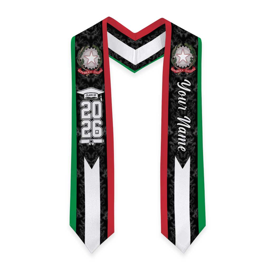 Personalized Italy Graduation Stole Italian Coat of Arms Baroque Pattern