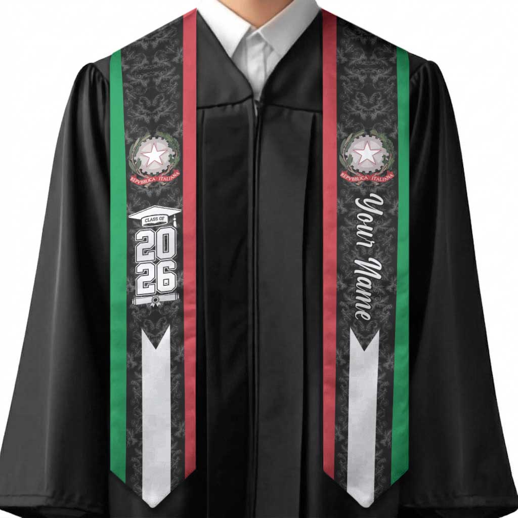 Personalized Italy Graduation Stole Italian Coat of Arms Baroque Pattern