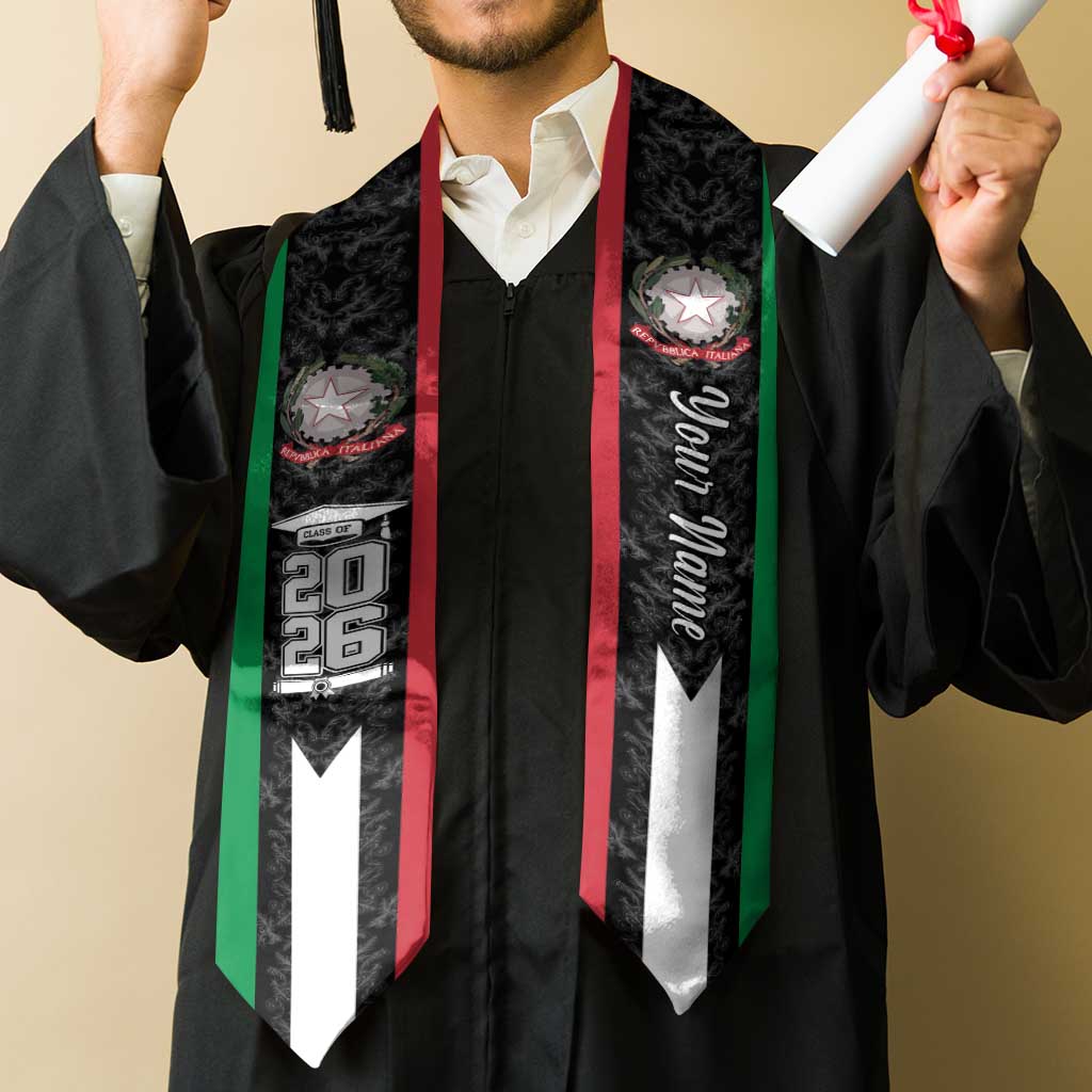 Personalized Italy Graduation Stole Italian Coat of Arms Baroque Pattern