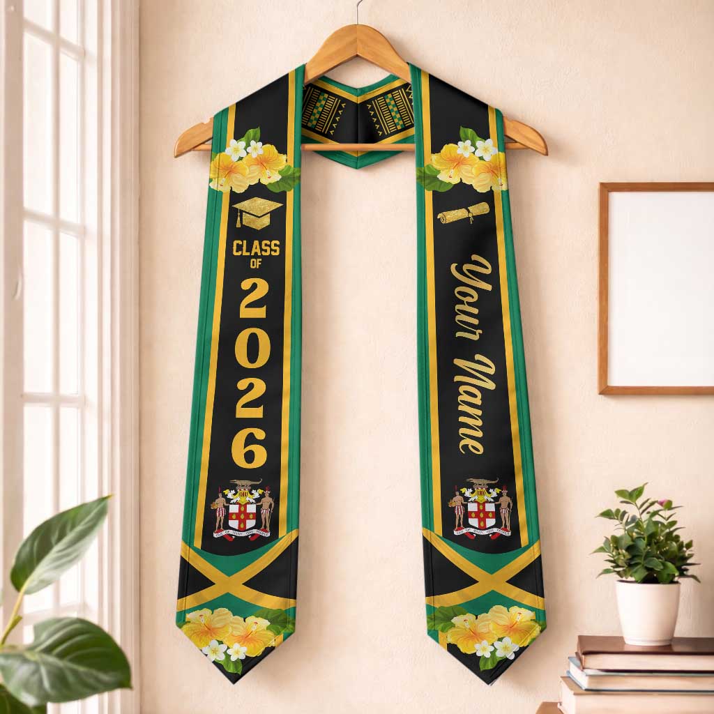 Personalized Jamaica Graduation Stole Jumieka Coat of Arms